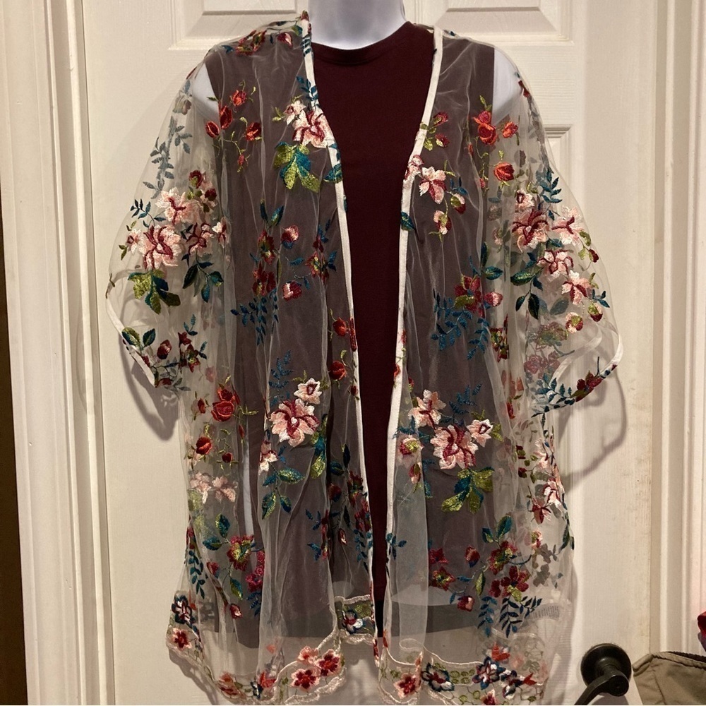 Ladies Sheer Umgee Floral Cardigan